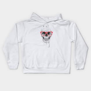 Skull with red glasses Kids Hoodie